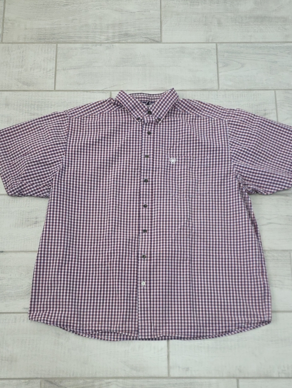 Ariat Pro Series Men's Size XXL Red/Blue Plaid Short Sleeve Button Up Workwear